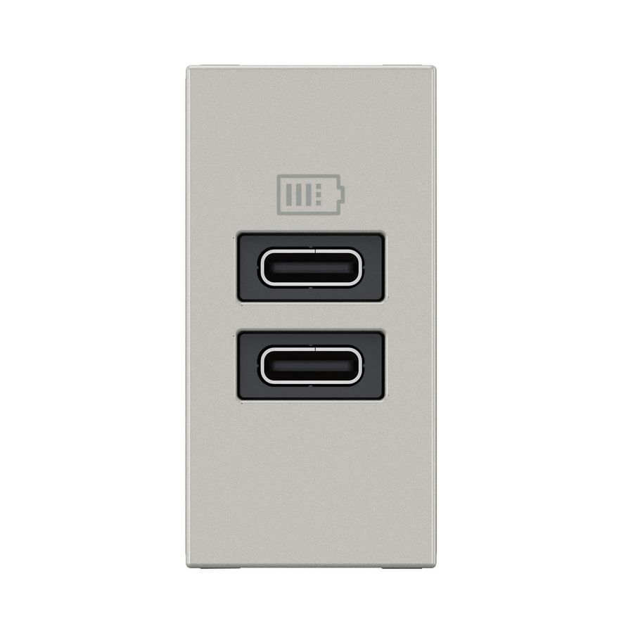 USB lader C + C 15W 1 module ALU Mosaic