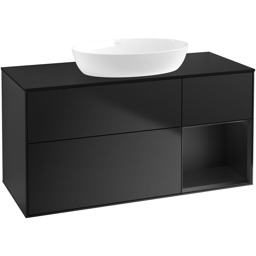 Wastafelonderkast Finion 1200x603x501mm Black Matt Lacquer GA72PDPD