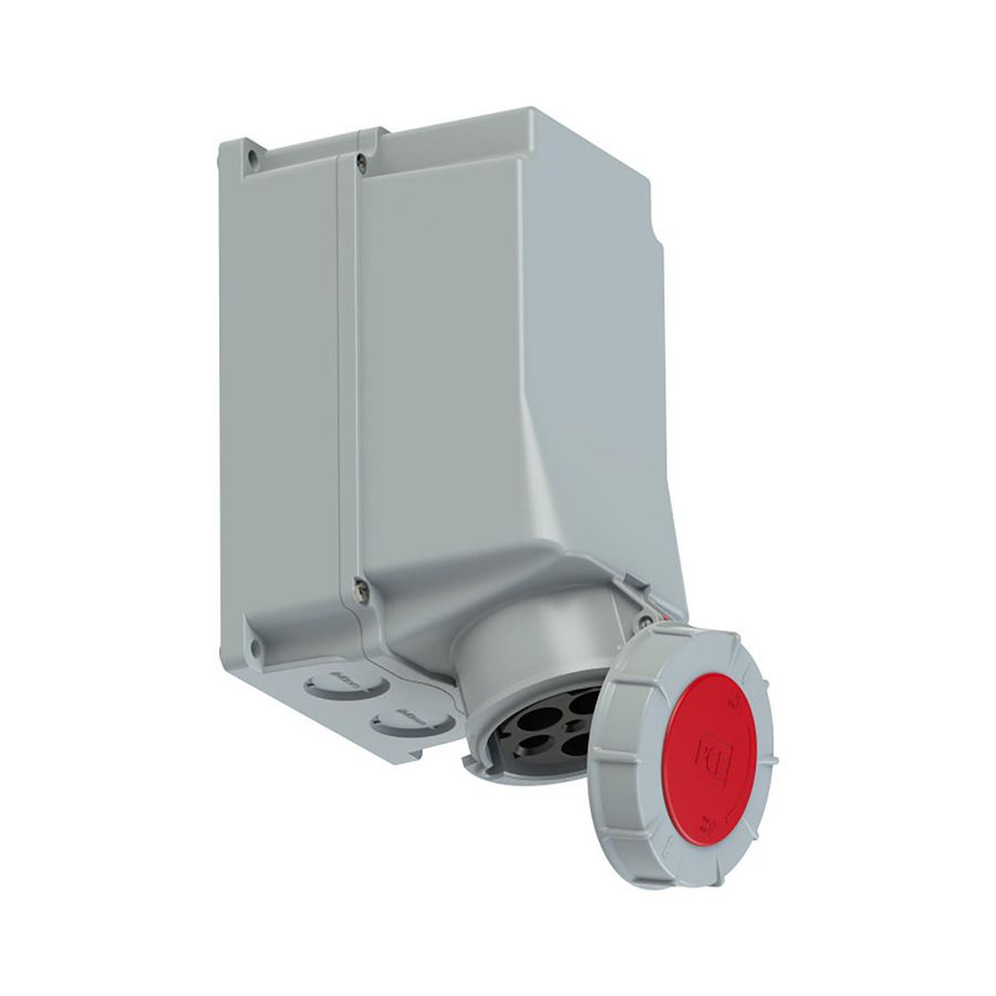 Wandcontactdoos CEE 125A 5p 400V 6h rood IP67 Power Twist