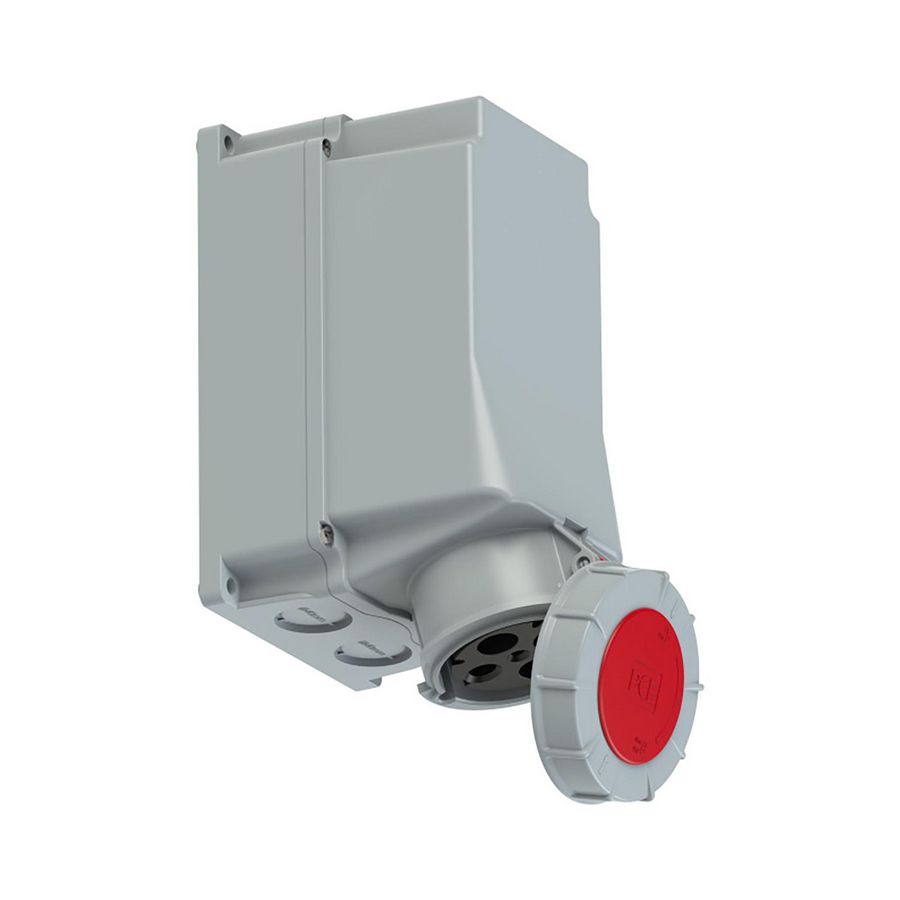 Wandcontactdoos CEE 125A 4p 400V 6h rood IP67 Power Twist