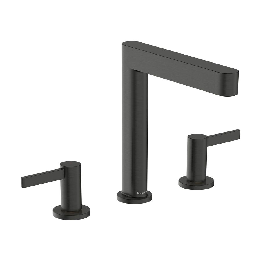 Wastafelmengkraan Finoris 3-gats 160+afvoerplug Brushed Black Chrome