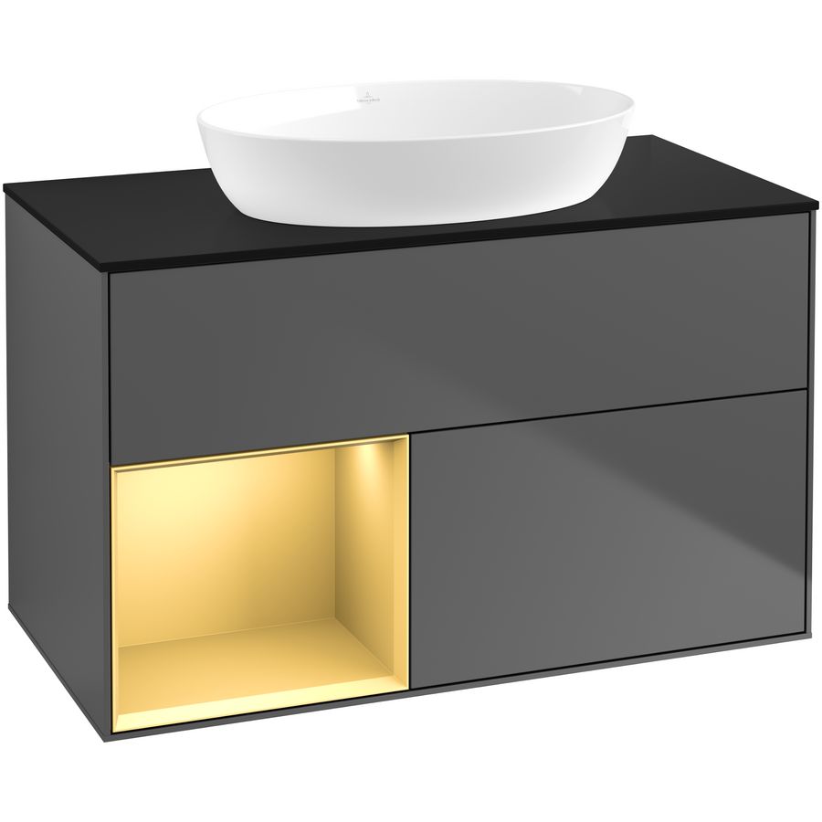 Wastafelonderkast Finion 1000x603x501mm Antr. Matt Lacquer GA12HFGK