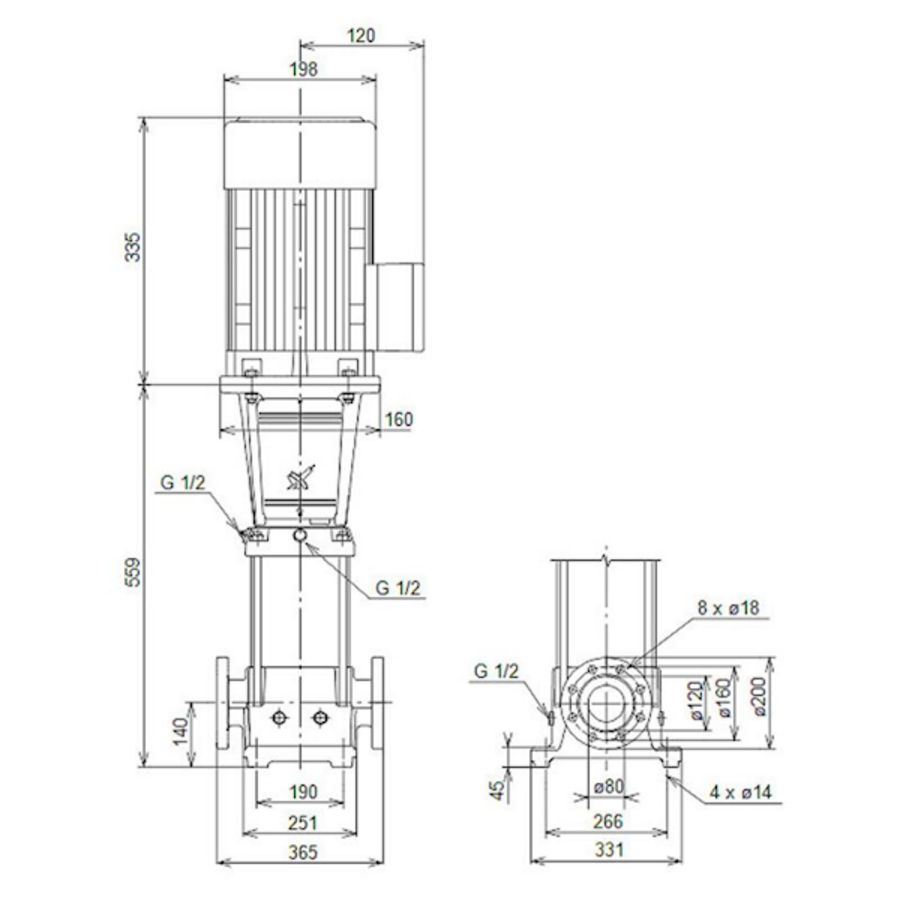 Centrifugaalpomp CRN45-1-1 A-F-G-V-HQQV 3x400D 50 Hz
