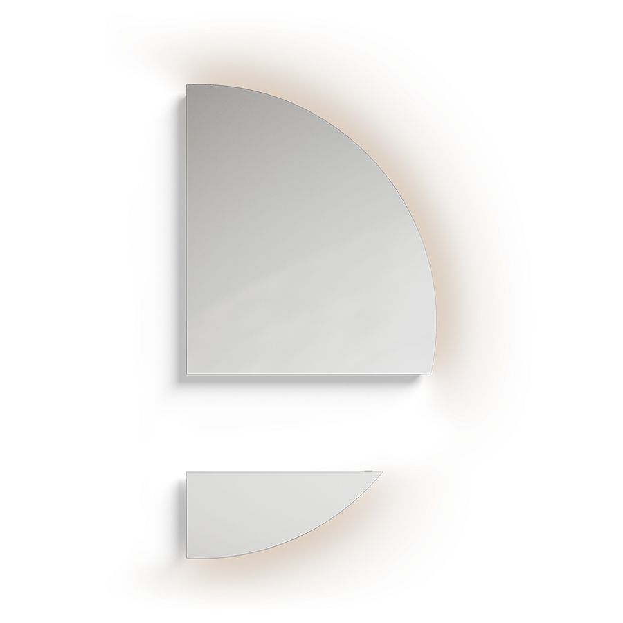 Spiegel Luna 2 delen links R90 indirecte led-verlichting dimbaar 3000K Ø1800mm voor meubelhoogte 35cm