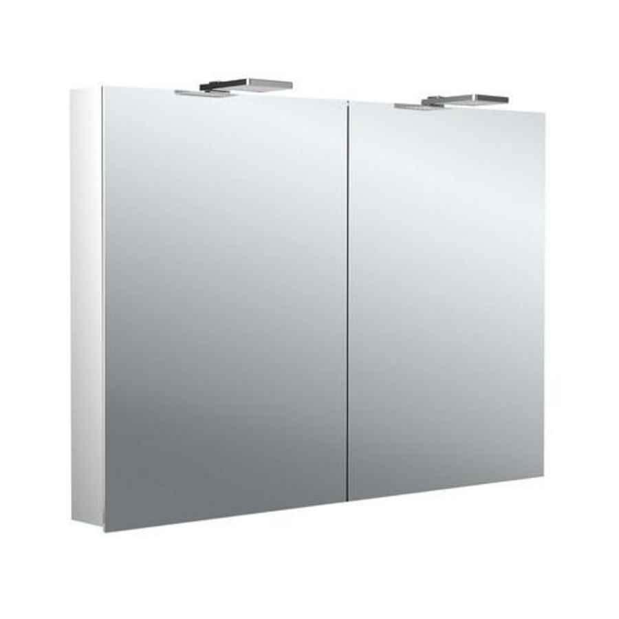 Led-spiegelkast Flat-2 Style 1000mm aluminium opbouw 2 deuren H=711mm