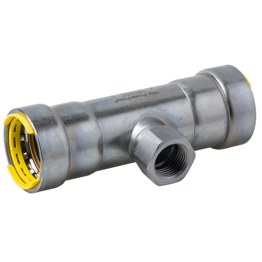 T-koppeling verlopend POWERPRESS gas dikwandig C9418G 1.1/2"x1/2"bn.dr.x1.1/2
