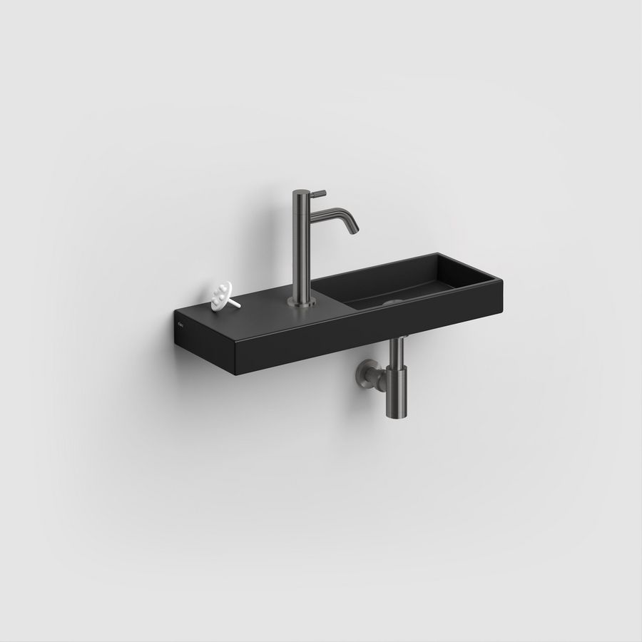 Mini Wash Me fontein 56cm, met kraangat links, mat zwart