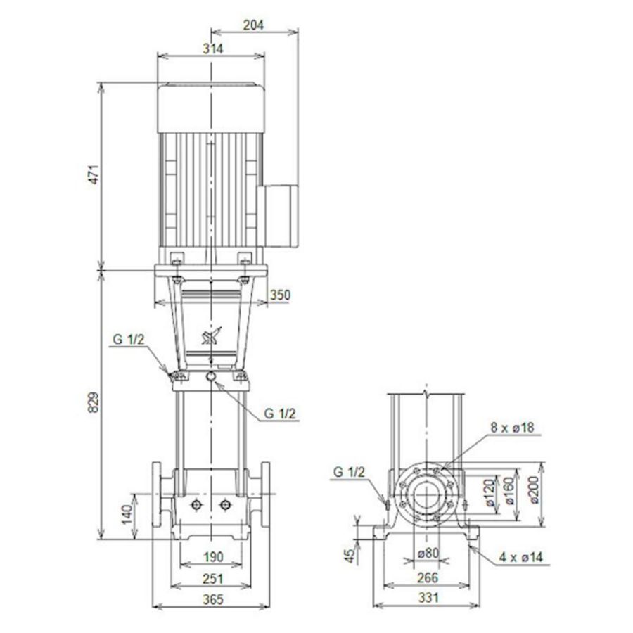 Centrifugaalpomp CRN45-3 A-F-G-V-HQQV 3x400/690 50 Hz