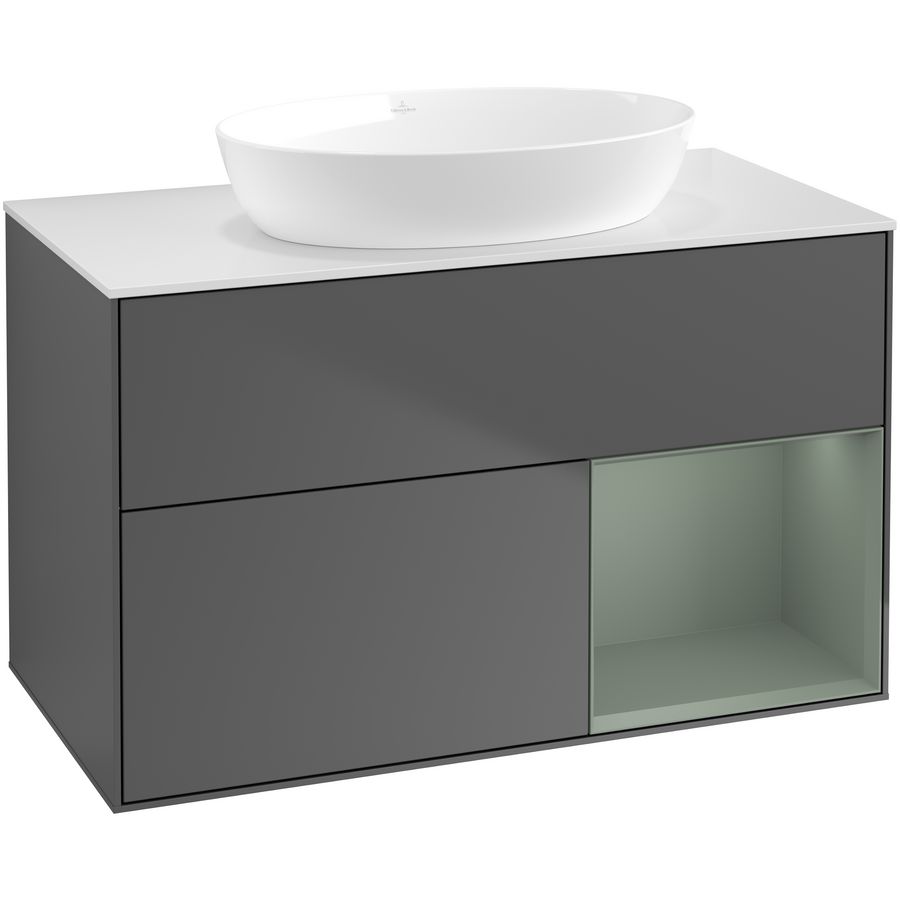 Wastafelonderkast Finion 1000x603x501mm Antr. Matt Lacquer GA21GMGK