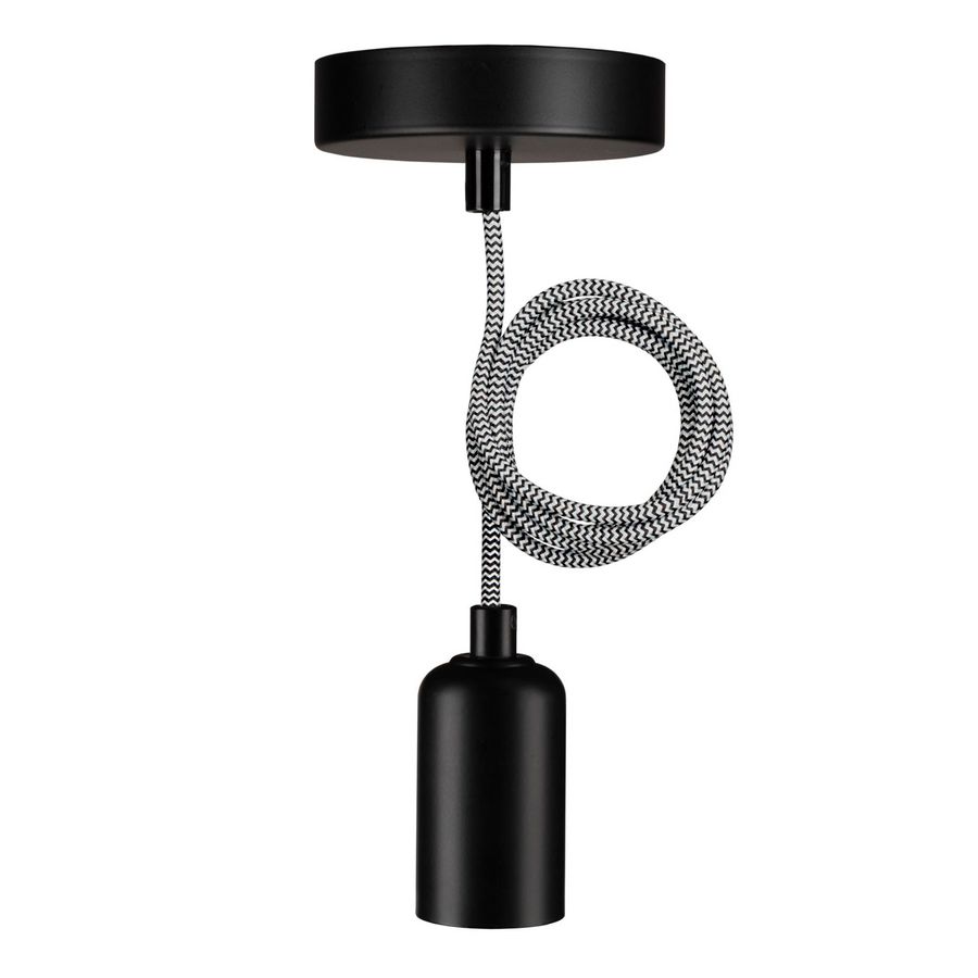 Pendel hanglamp Reno E27 zwart L=1.5m. 2C zwart/wit