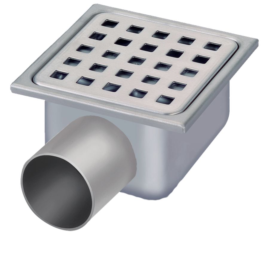 Doucheput 105x105mm RVS zijuitlaat 40mm