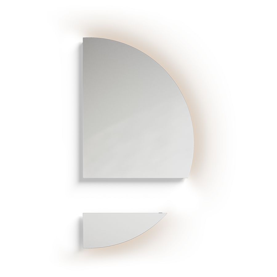 Spiegel Luna 2 delen links R90 indirecte led-verlichting dimbaar 3000K Ø1800mm voor meubelhoogte 30cm