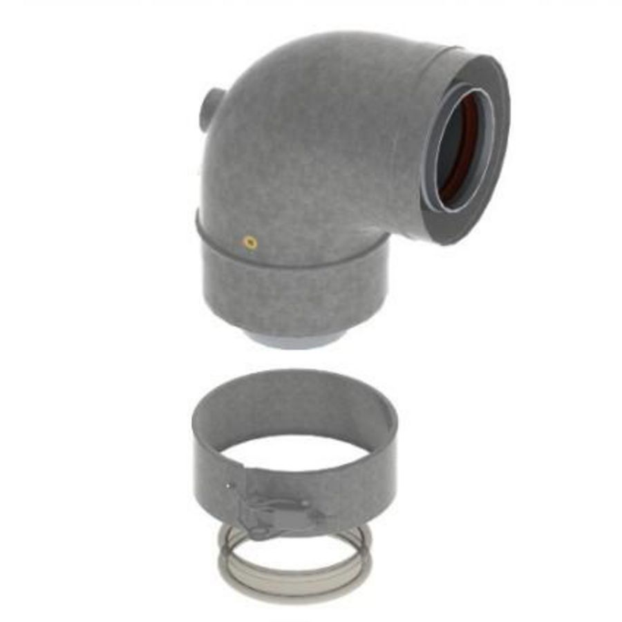 Bocht alu-galva Ø100/60 90°, glad, gelakt
