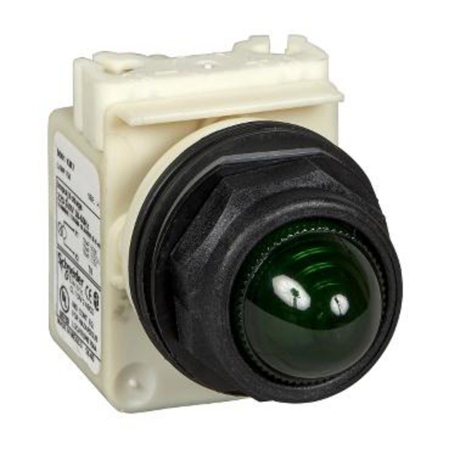 Signaallamp Achthoekig 30mm IP66 BA9S 230V Kabelschoen -