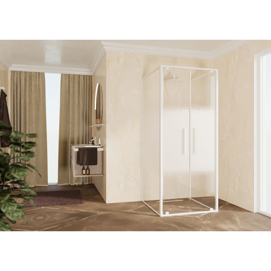 Draaideur 2-del. RIGA 2B 660-690x2000mm Rose-1 motief profiel matwit