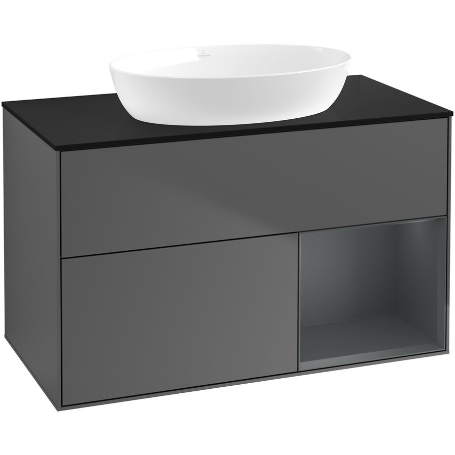 Wastafelonderkast Finion 1000x603x501mm Antr. Matt Lacquer GA22HGGK