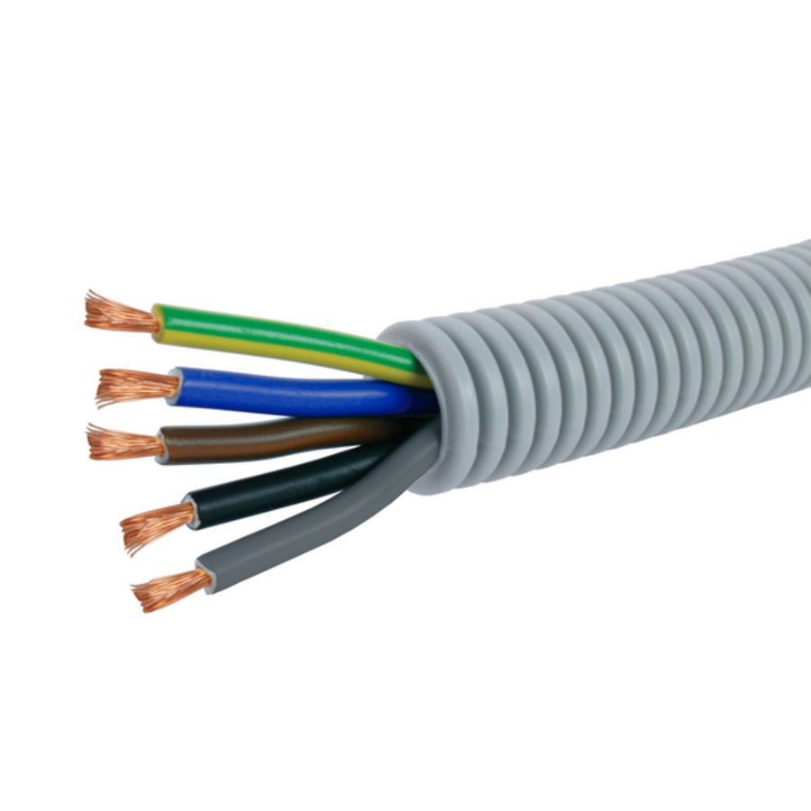 Rol a 50m. voorbedrade flexibele elektrobuis FlexPP grijs 25mm GGBLBRZWGR 5x6 HO7VK