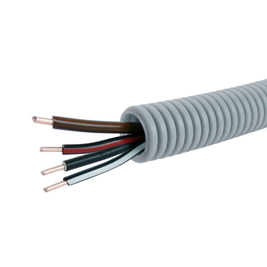 Rol a 100m. voorbedrade flexibele elektrobuis FlexPP grijs 16mm BR 1x2,5 +ZWWZRZ3x1,5
