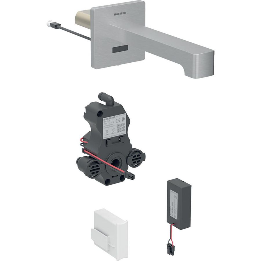 Brenta wastafelwandkraan  batt inbouw-functiebox rvs/geb L=17cm