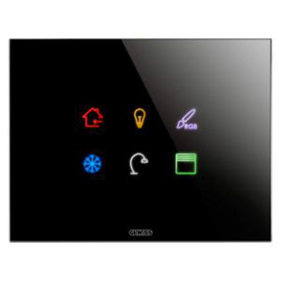 ICE TOUCH PLAAT KNX-VAN GLAS-6 AANRAAKGEDEELTES-ZWART