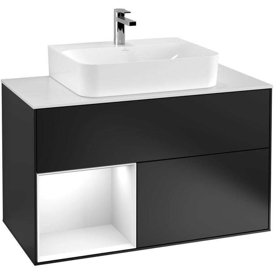 Wastafelonderkast Finion 1000x603x501mm Black Matt Lacquer F111GFPD