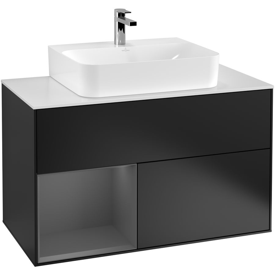 Wastafelonderkast Finion 1000x603x501mm Black Matt Lacquer F111GKPD