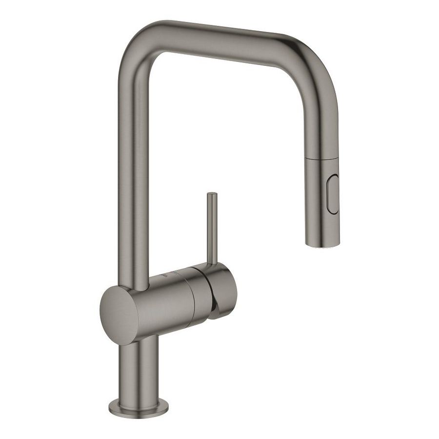 Minta keukenmengkraan u-uitloop hard graphite geborsteld (mat donker grijs) dual straal
