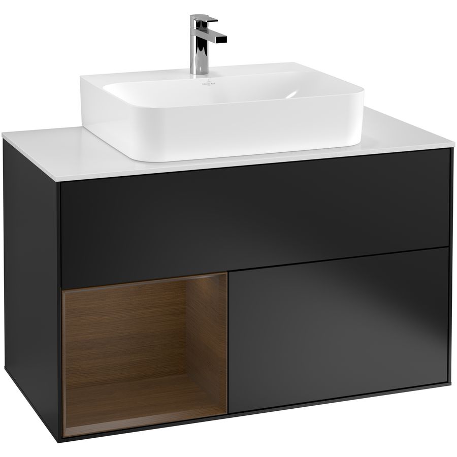 Wastafelonderkast Finion 1000x603x501mm Black Matt Lacquer F111GNPD