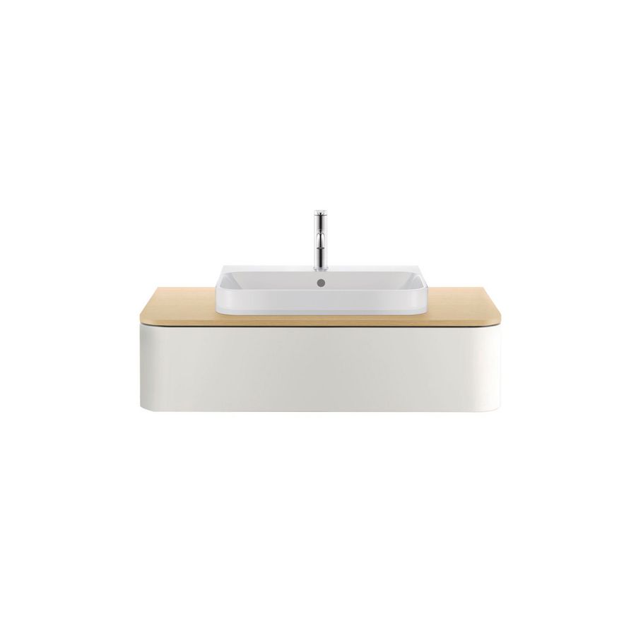 HAPPY D.2 #231865 wastafel 650mm wit met kraangat met overloop geslepen onderzijde