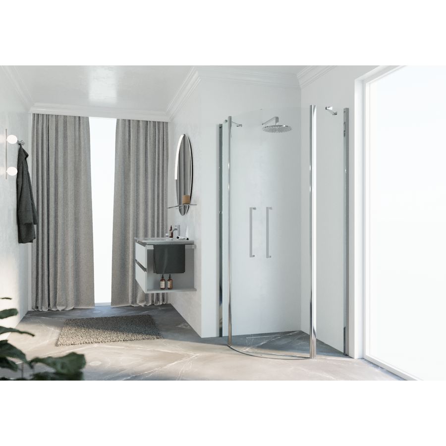 Douchewand Young R2 kwartrond 875-895x2000mm helder chroom