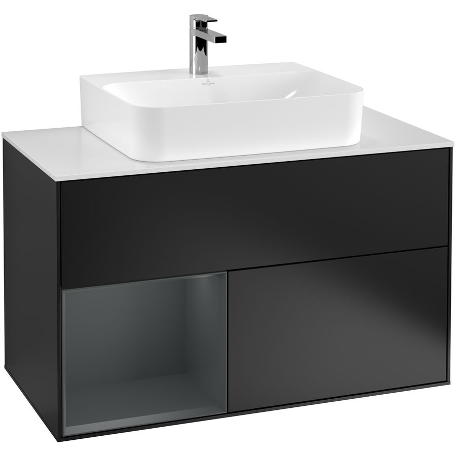 Wastafelonderkast Finion 1000x603x501mm Black Matt Lacquer F111HGPD