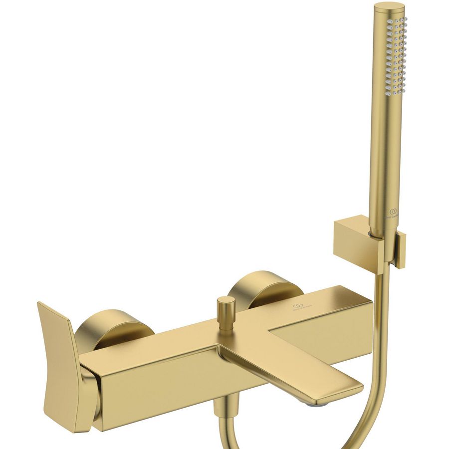 Conca bad/douchemengkraan met badset brushed gold (mat goudkleurig)