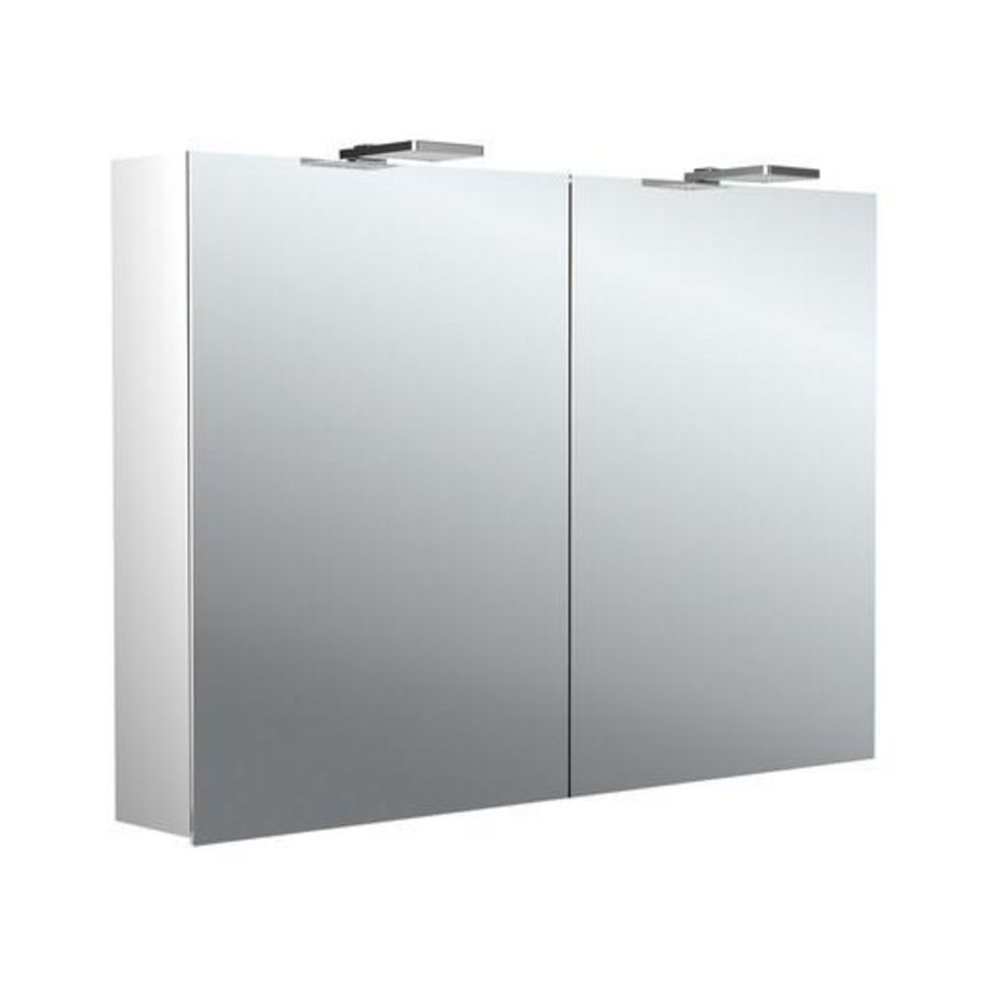 Led-spiegelkast Pure-2 Style 1000mm aluminium opbouw 2 deuren H=721mm