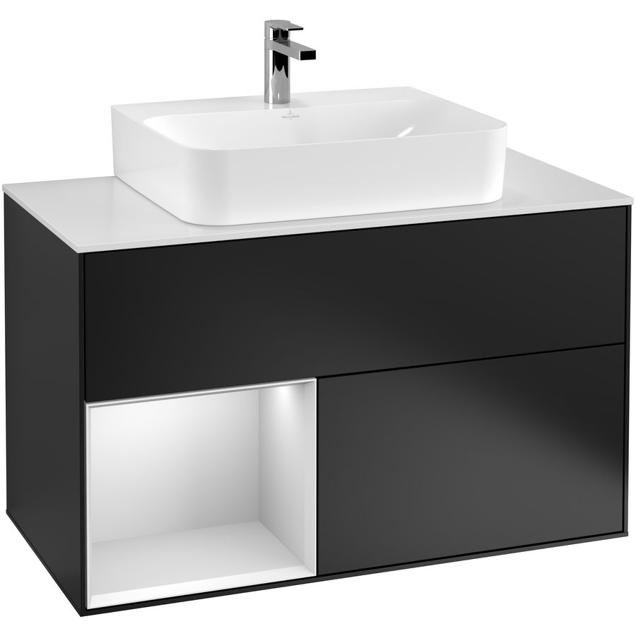 Wastafelonderkast Finion 1000x603x501mm Black Matt Lacquer F111MTPD