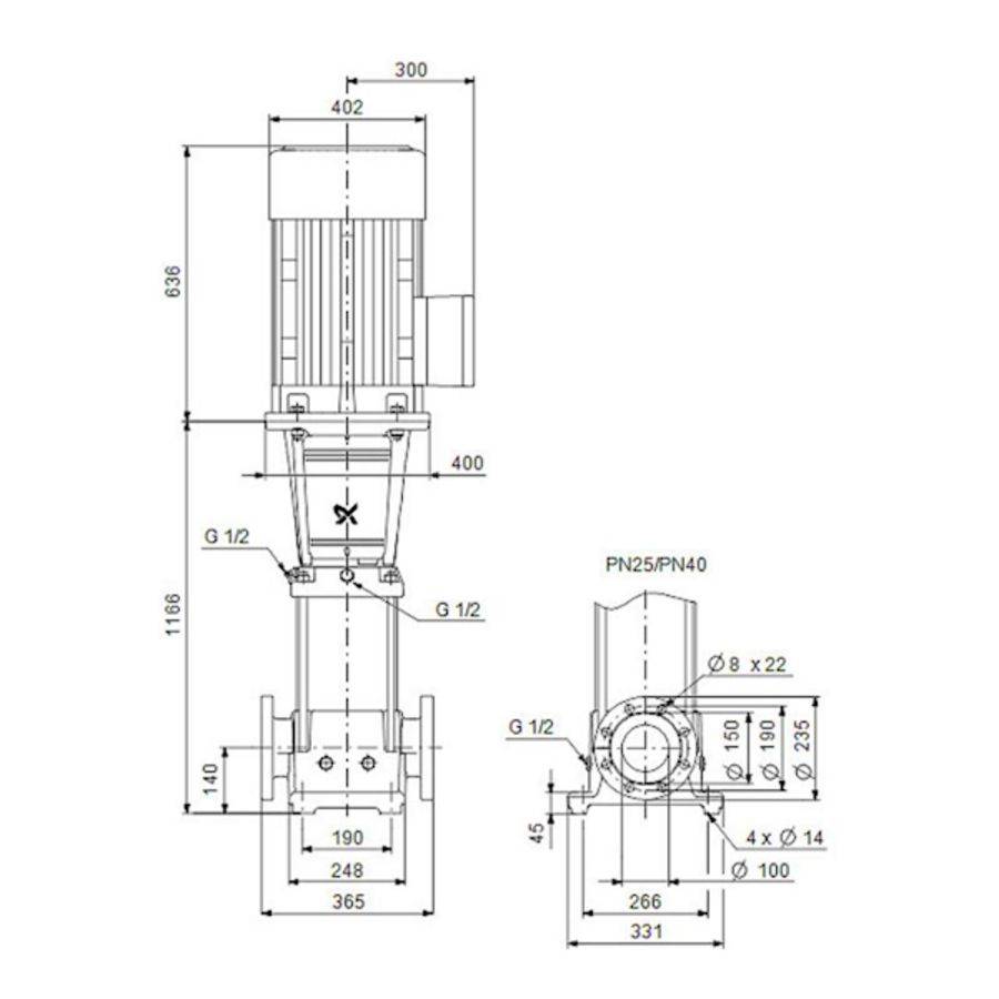 Centrifugaalpomp CR64-7-2 A-F-A-E-HQQE 3x400/690 50 Hz