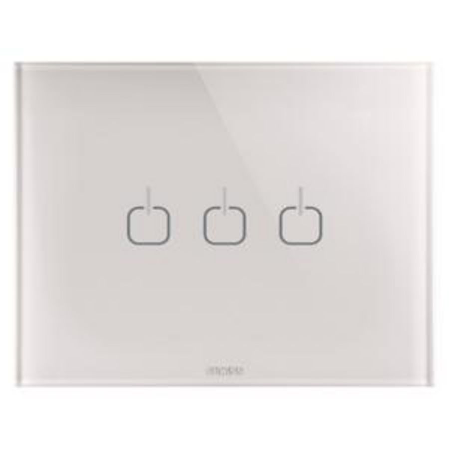 ICE TOUCH PLATE-IN GLASS-3 SYMBOLS-NATURAL BEIGE-CHO