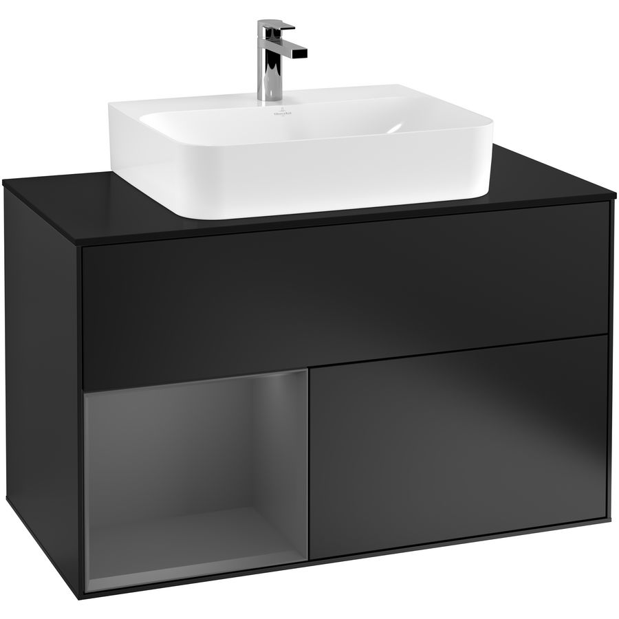 Wastafelonderkast Finion 1000x603x501mm Black Matt Lacquer F112GKPD