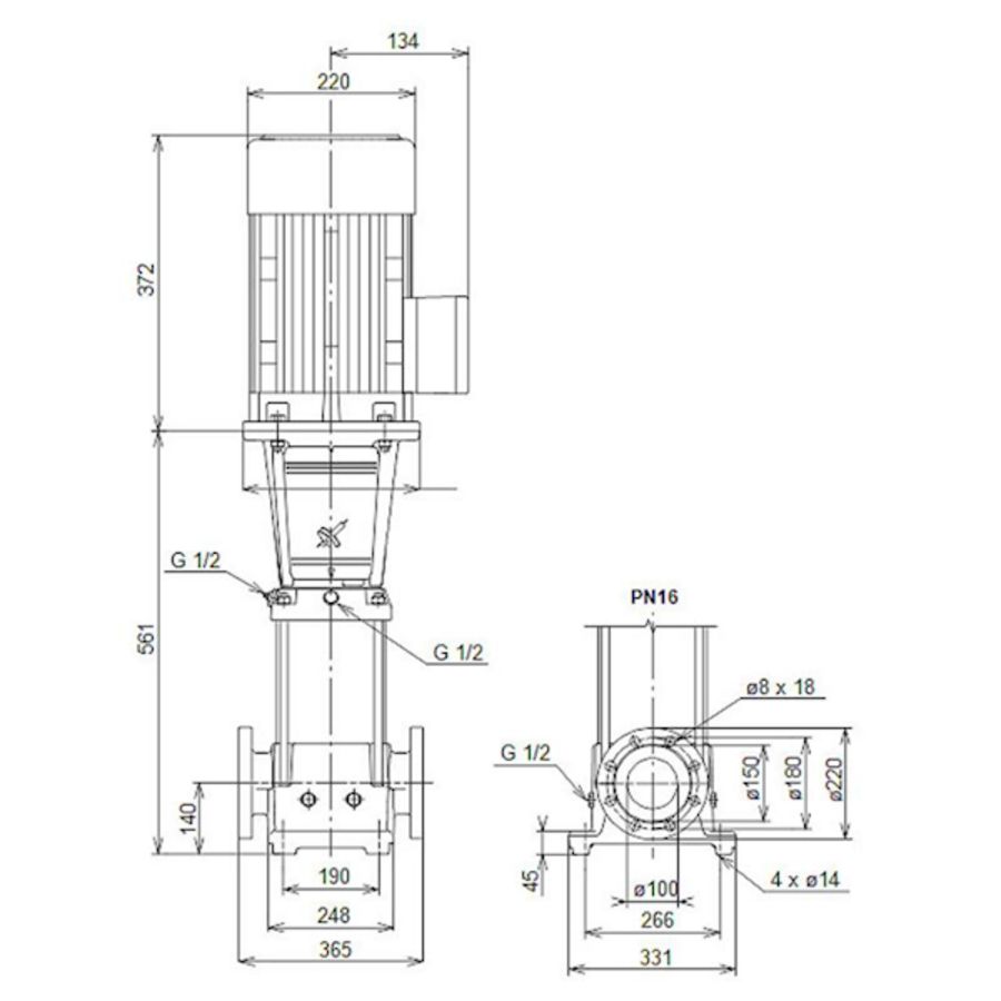 Centrifugaalpomp CR64-1-1 A-F-A-V-HQQV 3x400D 50 Hz