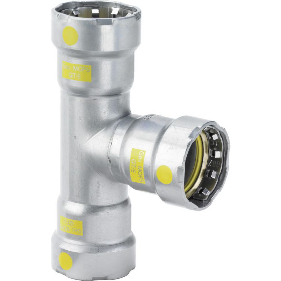 T-koppeling verlopend Megapress Gas 1.1/2"X3/4"X1.1/2" 4618