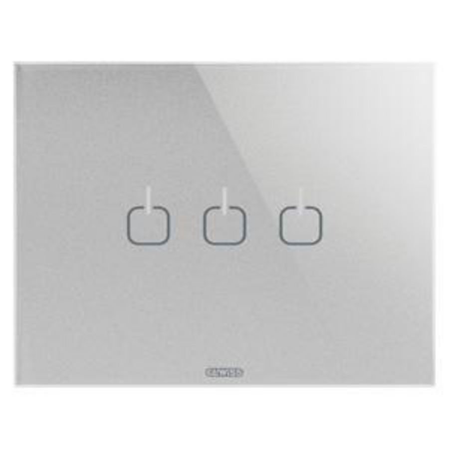 ICE TOUCH PLATE-IN GLASS-3 SYMBOLS-TITANIUM-CHORUSMA