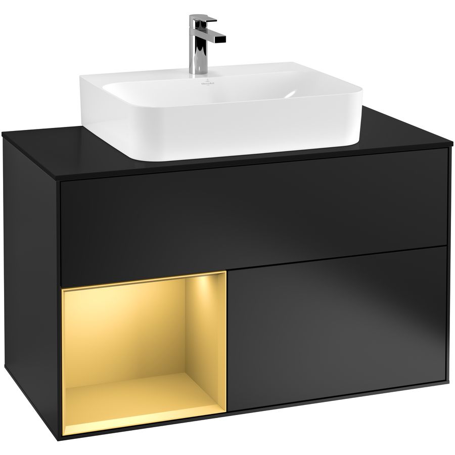 Wastafelonderkast Finion 1000x603x501mm Black Matt Lacquer F112HFPD