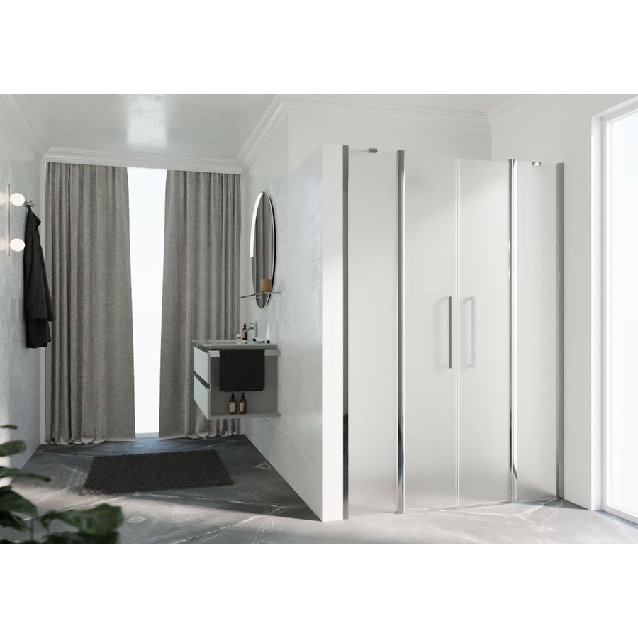 Nisdeur Y22A 1170-1210x2000mm chroom satin 2xdraaidelen