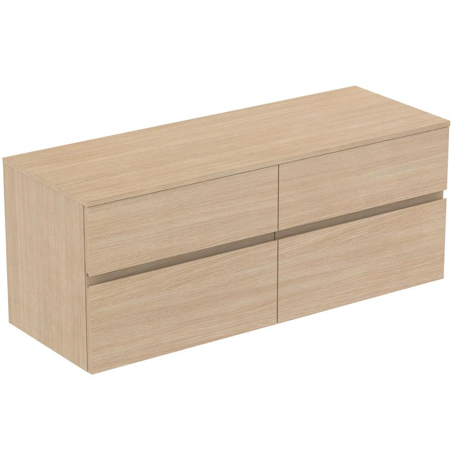 Wastafelmeubel 1402x505x558mm white oak 4 laden Finesse