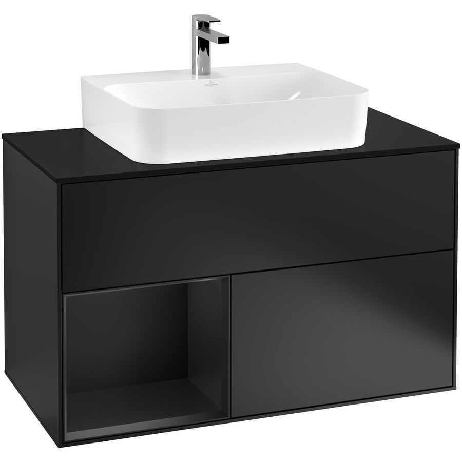 Wastafelonderkast Finion 1000x603x501mm Black Matt Lacquer F112PDPD