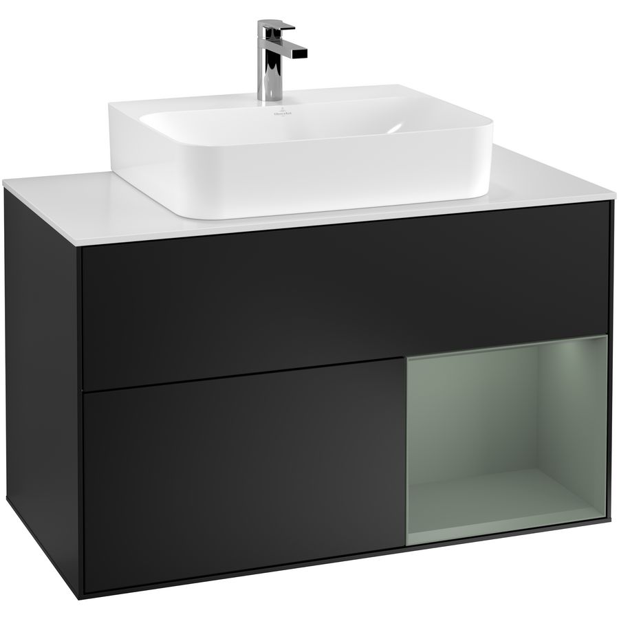Wastafelonderkast Finion 1000x603x501mm Black Matt Lacquer F121GMPD