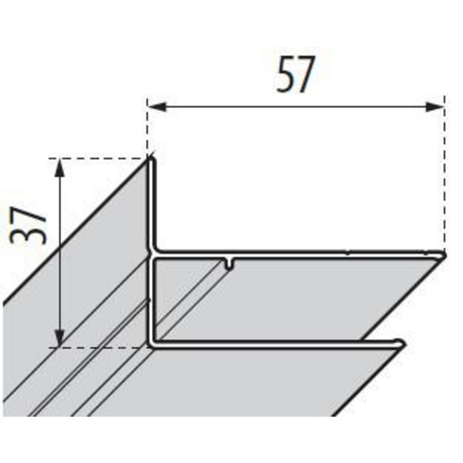 Muurprofiel h01 h2000 zwart P05BHCST2-H