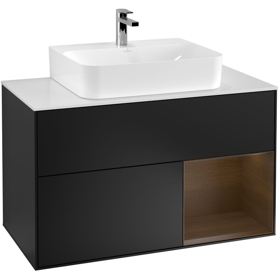 Wastafelonderkast Finion 1000x603x501mm Black Matt Lacquer F121GNPD