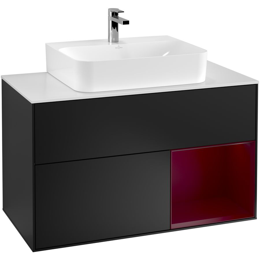Wastafelonderkast Finion 1000x603x501mm Black Matt Lacquer F121HBPD