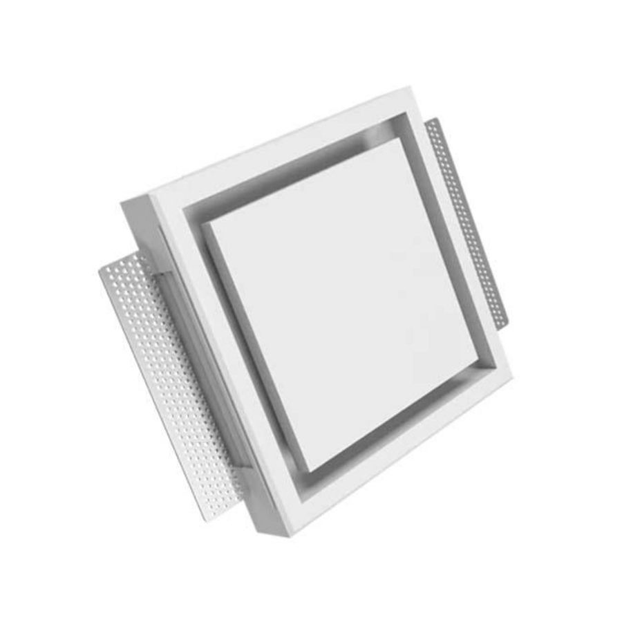 Instucbaar frameloos toe- of afvoer-ventilatieventiel ERGOVENT wit vierkant aansl. Ø125mm