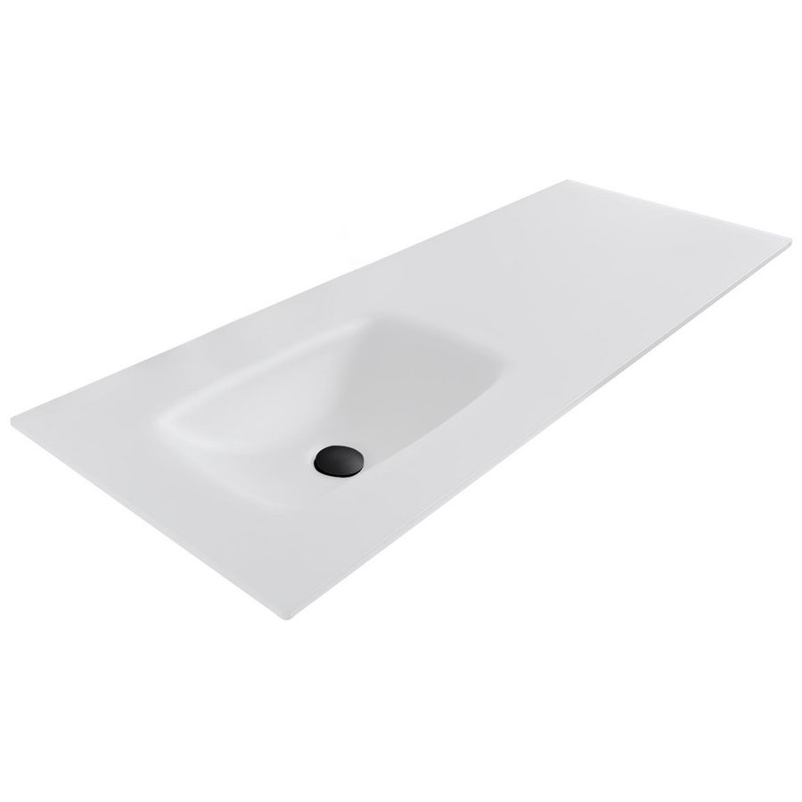 Wastafel 240 glas mat white 120.5x46cm 1x kom centraal zonder kraangat (i.c.m. meubel)